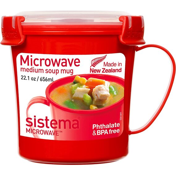 Sistema Microwave Microwave Suppentasse, mittelgro | mikrowellenfeste Lebensmittelbehlter | 656ml | BPA-frei | rot