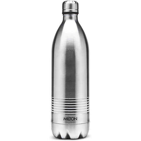 Thermosflasche Edelstahl, Trinkflasche | 1 Liter | 24h hei und kalt | Edelstahl mattiert | Kohlensure geeignet | BPA-frei von Milton