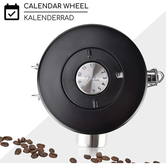 Milu Kaffeedose luftdicht | 700g | Kaffeebohnen Behlter Edelstahl Vorratsdosen Vakuum Kaffeebox mit Kaffeelffel (Edelstahl, 700g)