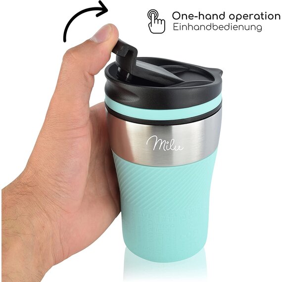 Milu Thermobecher Thermosflasche Isolierbecher Kaffeebecher to go - 210ml 100% Auslaufsicher - Trinkbecher aus Edelstahl - Autobecher doppelwand Isolierung - Thermo Becher - Travel Mug (Trkis)