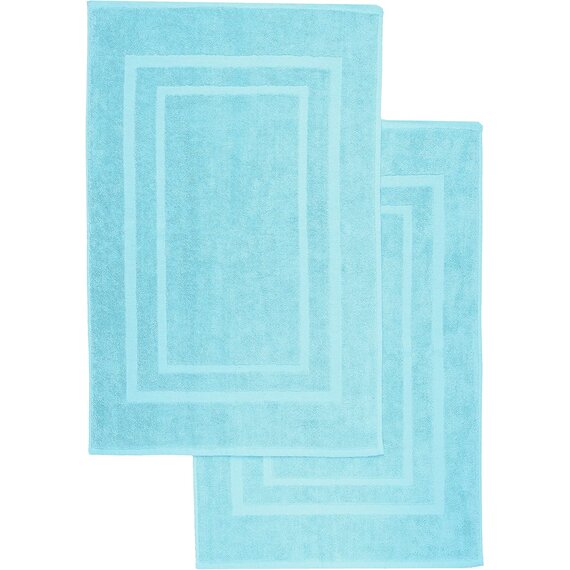 NatureMark 2er Pack Badvorleger Badematte | Premium Qualitt | 100% Baumwolle | 50 x 80 cm | Duschvorleger Duschmatte Doppelpack | Farbe: Hell blau