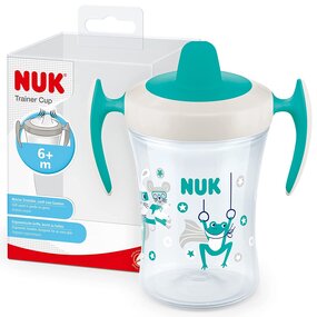 NUK Trainer Cup Trinklernbecher | auslaufsicherer Becher mit weichem Trinkschnabel & ergonomischen Griffen | 6+ Monate | 230 ml | BPA-frei | grner Frosch