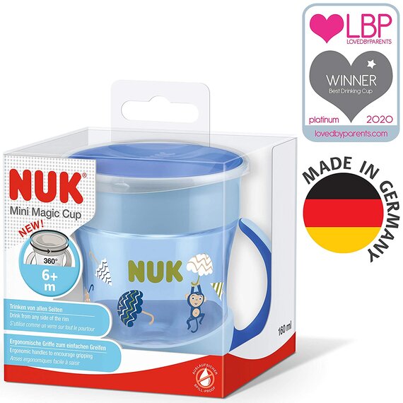 NUK Mini Magic Cup Trinklernbecher | auslaufsicherer 360 Trinkrand | 160ml | auslaufsicher | BPA-frei | 6+ Monate | blau