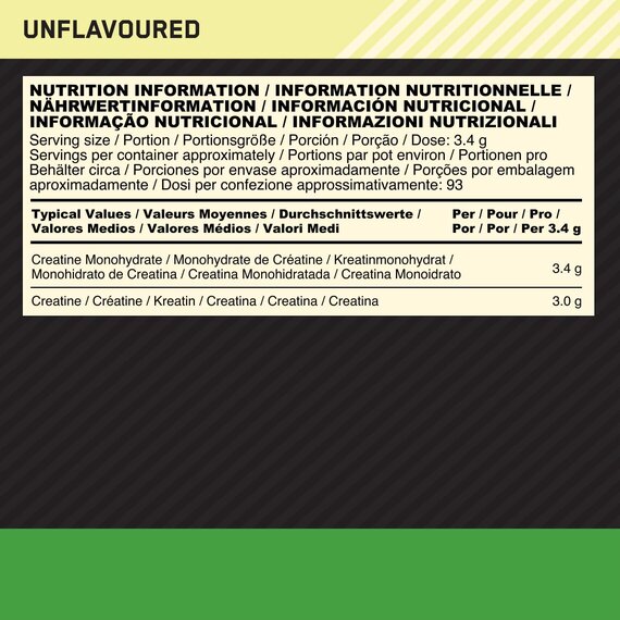 Optimum Nutrition Creatin Creatine Monohydrat Pulver, ON Kreatin hergestellt fr Leistungssteigerung, 93 Portionen, 317g
