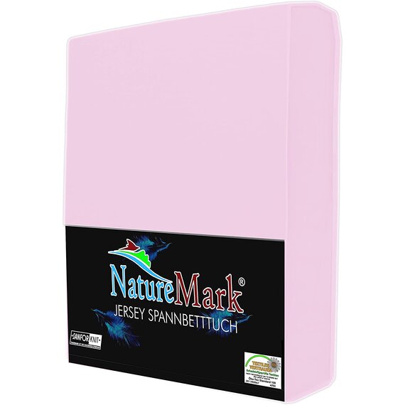 NatureMark Jersey Spannbettlaken, Spannbetttuch 100% Baumwolle in vielen Gren und Farben MARKENQUALITT KOTEX Standard 100 | 140 x 200 cm - 160 x 200 cm - rosa