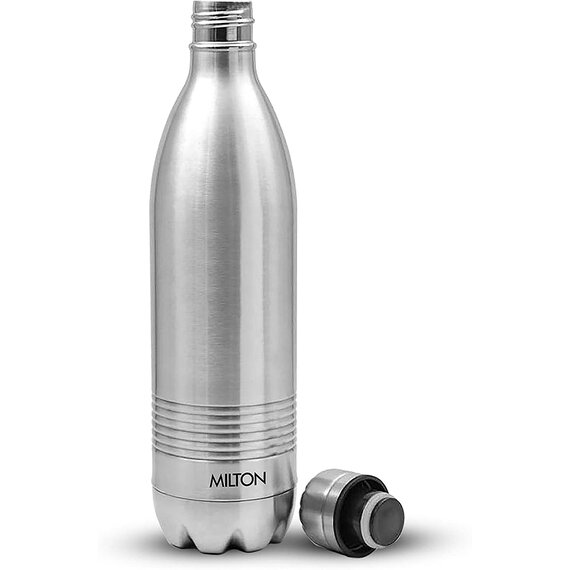 Thermosflasche Edelstahl, Trinkflasche | 1 Liter | 24h heiß und kalt | Edelstahl mattiert | Kohlensäure geeignet | BPA-frei von Milton