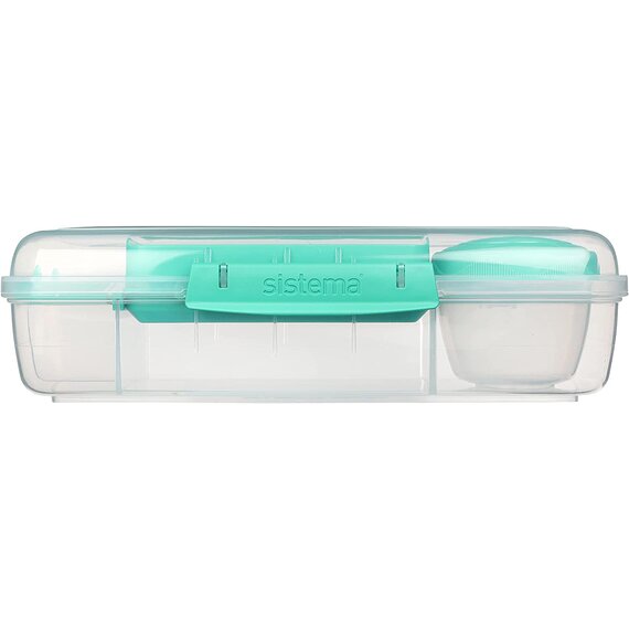 Sistema Bento Box TO GO Lunchbox | Frischhaltedose mit Joghurt- /Fruchtbehälter | 1,65 l | BPA-frei | gemischte Farben (variiert je nach Packung) | 1 Stück