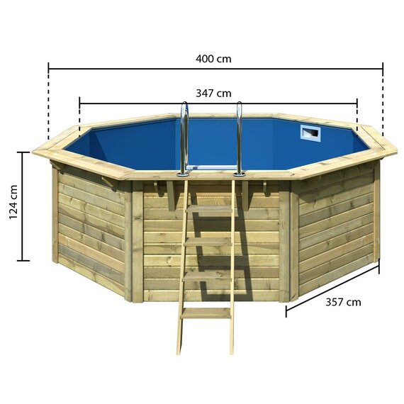 KARIBU Massivholzpool  X1 Pool Schwimmbad- Holz KDI- Folie Blau