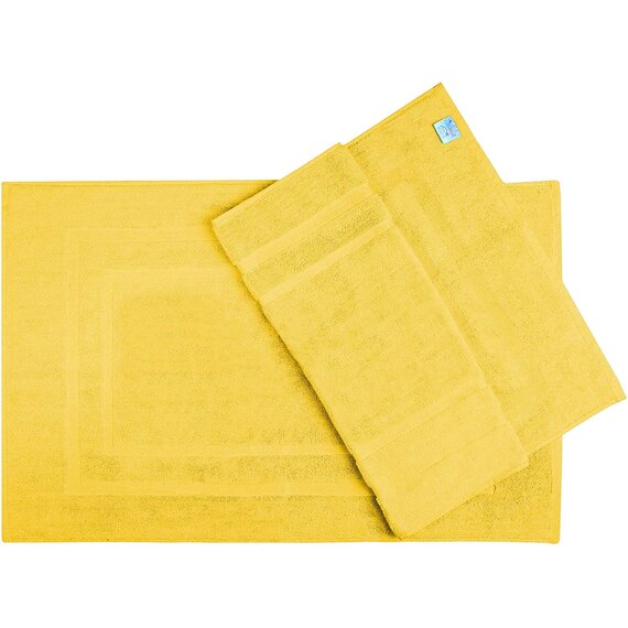 NatureMark 2er Pack Badvorleger Badematte | Premium Qualität | 100% Baumwolle | 50 x 80 cm | Duschvorleger Duschmatte Doppelpack | Farbe: Gelb