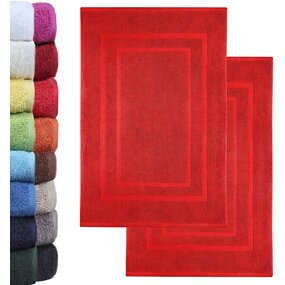 NatureMark 2er Pack Badvorleger Badematte | Premium Qualität | 100% Baumwolle | 50 x 80 cm | Duschvorleger Duschmatte Doppelpack | Farbe: Rot