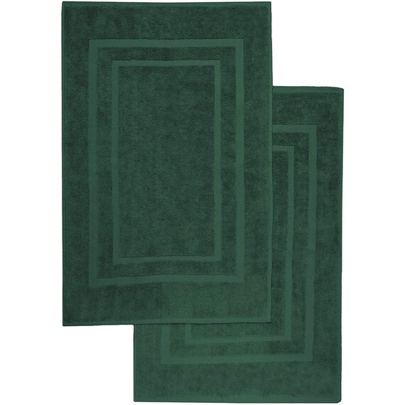 NatureMark 2er Pack Badvorleger Badematte | Premium Qualität | 100% Baumwolle | 50 x 80 cm | Duschvorleger Duschmatte Doppelpack | Farbe: Dunkel grün