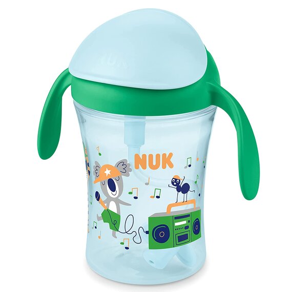 NUK Motion Cup Trinklernbecher | 230ml | auslaufsicherer, weicher Strohhalm | ergonomisch geformte Griffe | 8+ Monate | BPA frei | grün