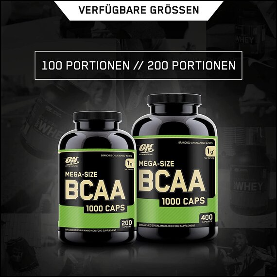 Optimum Nutrition ON BCAA 1000, BCAA Kapseln Reich an Essentiellen Aminosäuren Komplex, L-Leucin, L-Isoleucin und L-Valin, 200 Portionen, 400 Kapseln
