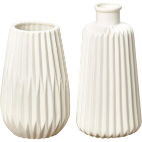 Boltze Vasen Set Esko 2-teilig, Blumenvasen aus Keramik,  ca. 8,5 cm, ohne Blumen, skandinavischer Stil, Wei Matt