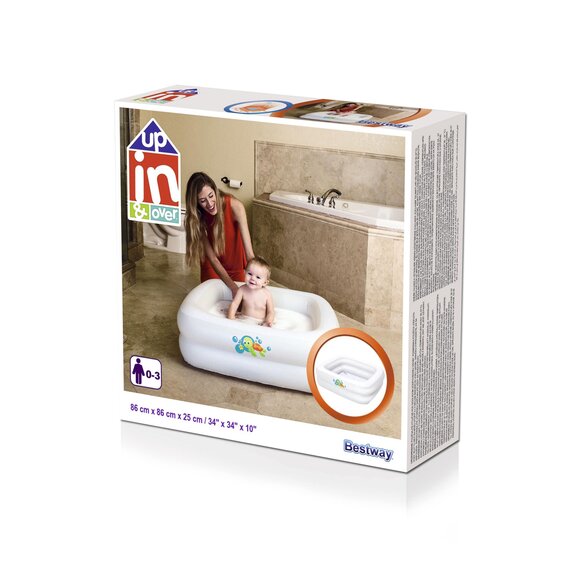 Bestway 51116 Up, In & Over schnell aufblasbare und verstaubare Baby Badewanne, 86x86x25 cm